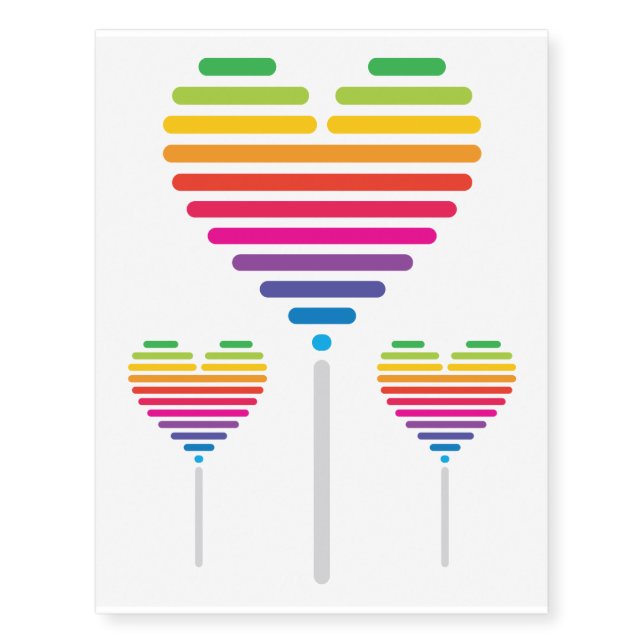 Rainbow Hearts - Temporary Tattoos (Front)