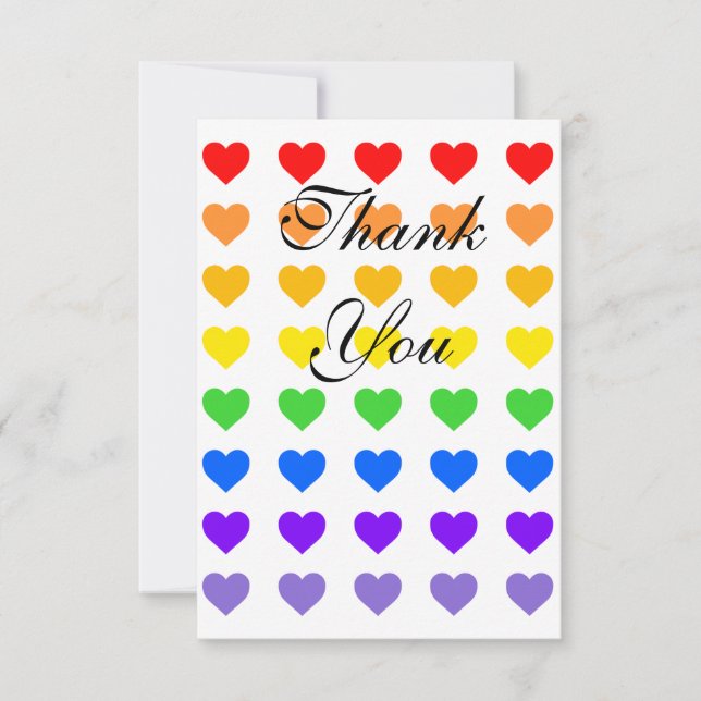 Rainbow Hearts  Thank You Card (Front)