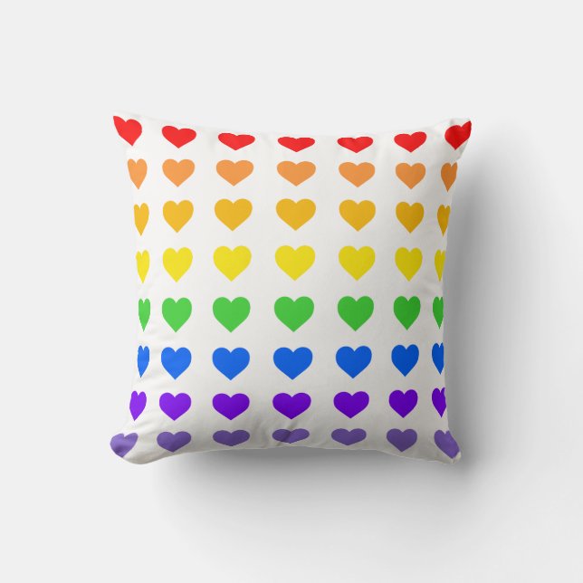 Rainbow Hearts   Throw Pillow (Front)