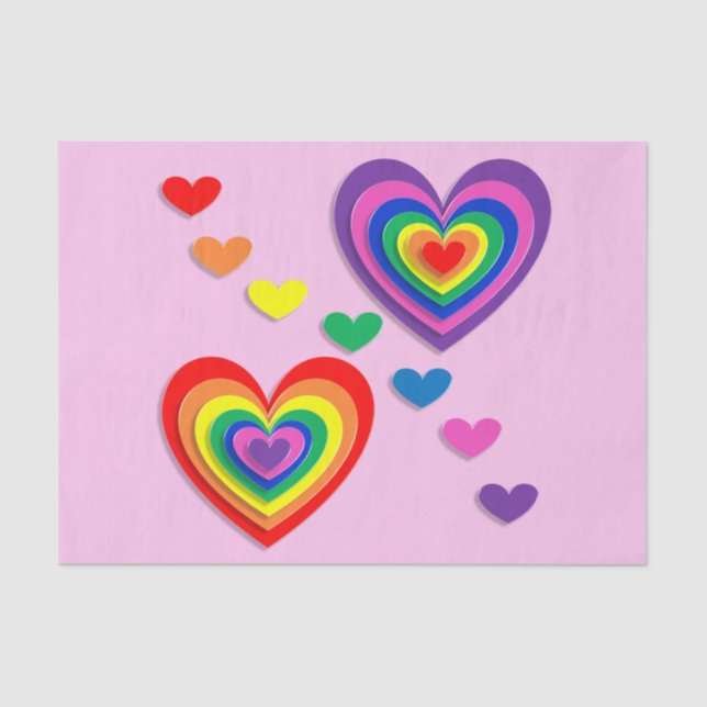 Rainbow hearts tissue paper (Front)