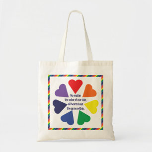Rainbow Hearts Tote Bag
