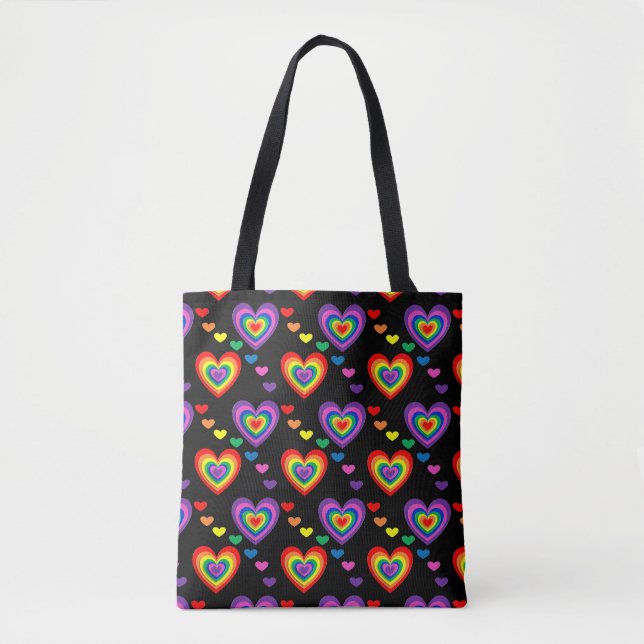 Rainbow hearts tote bag (Front)