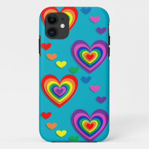 rainbow hearts valentines day iphone case