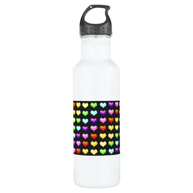 Rainbow Hearts Water Bottle (Front)
