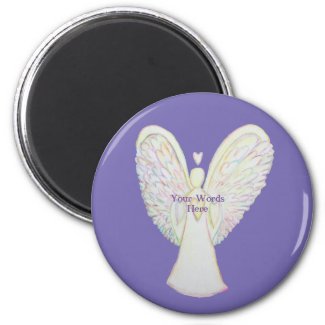 Rainbow Hearts White Angel Art Magnet