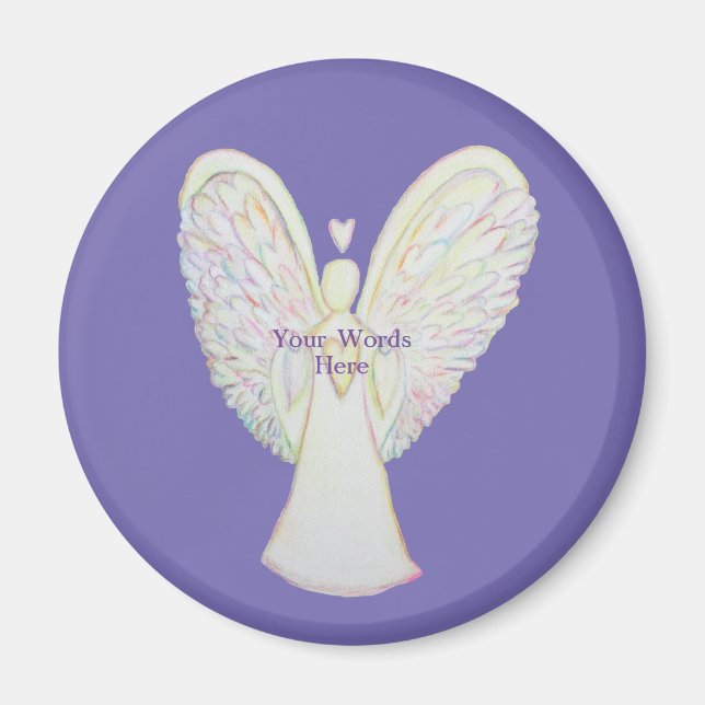 Rainbow Hearts White Angel Art Magnet (Front)