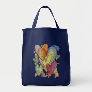 Rainbow Hearts Word Art Inspirational Tote Bag