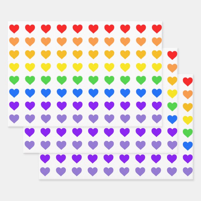 Rainbow Hearts   Wrapping Paper Sheets (Set)