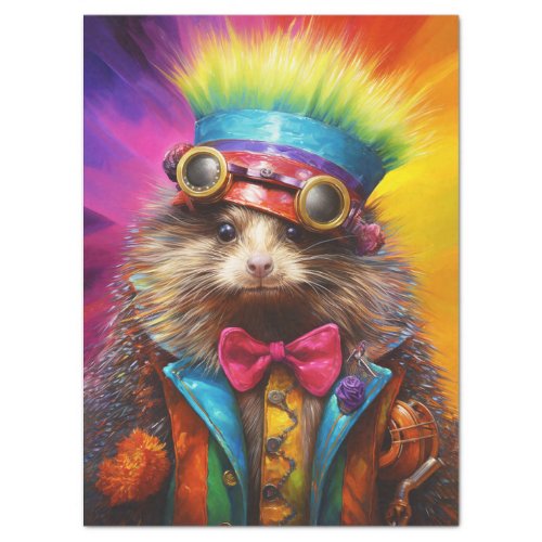 Rainbow Hedgehog Decoupage Tissue Paper