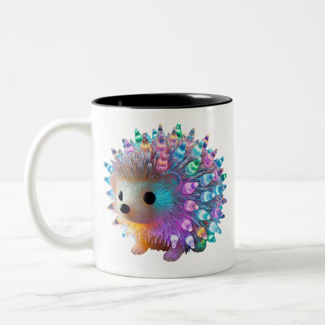 Rainbow Hedgehog Delight Two-Tone Coffee Mug (Left)