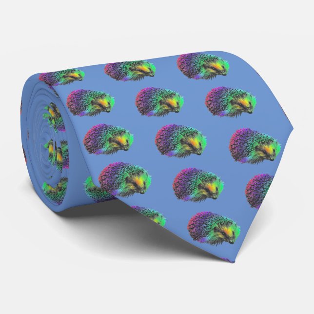 Rainbow Hedgehog tie for men (Rolled)