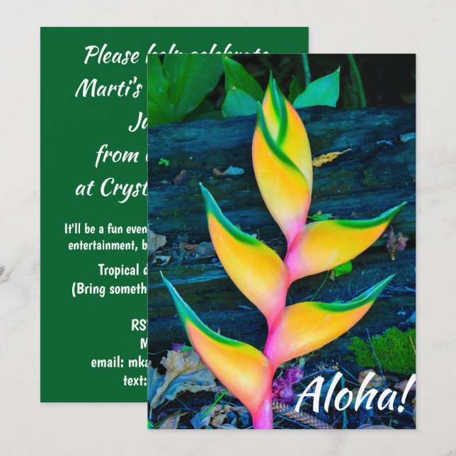 Rainbow Heliconia, Haena, Kauai, Hawaii Invitation (Front/Back)