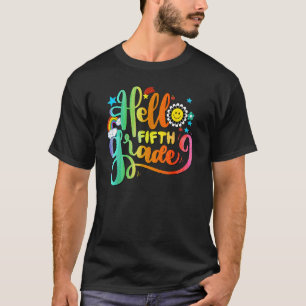 Rainbow Hello 5th Grade Teacher Fifth Grade Back T T-Shirt