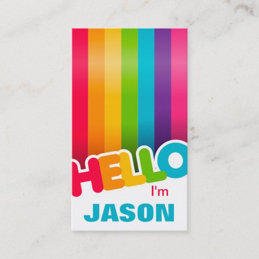 Customizable Rainbow Hello business card