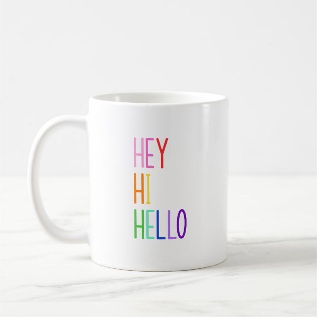 Rainbow Hello Coffee Mug (Left)