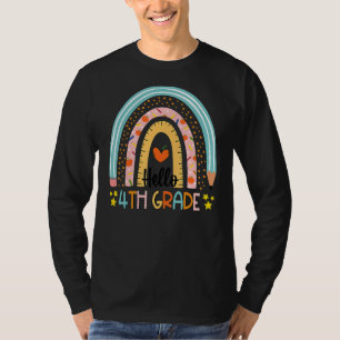 Rainbow Hello Fourth 4th Grade Teacher First Day O T-Shirt