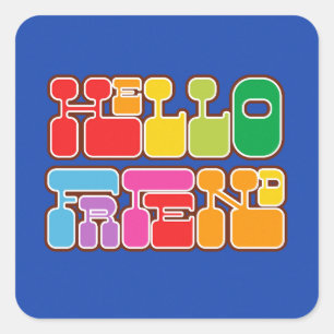 Rainbow Hello Friend Retro Square Sticker