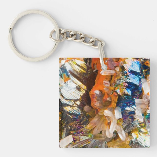 Rainbow Hematite Crystal  Keychain (Front)