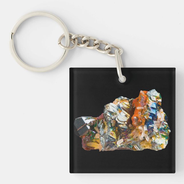 Rainbow Hematite Crystal  Keychain (Front)