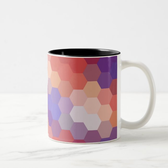Rainbow Hexagon Chevron Pattern 3 Two-Tone Coffee Mug (Right)