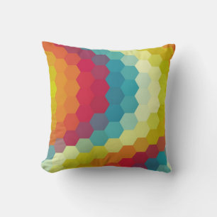 Rainbow Hexagon Chevron Pattern Throw Pillow