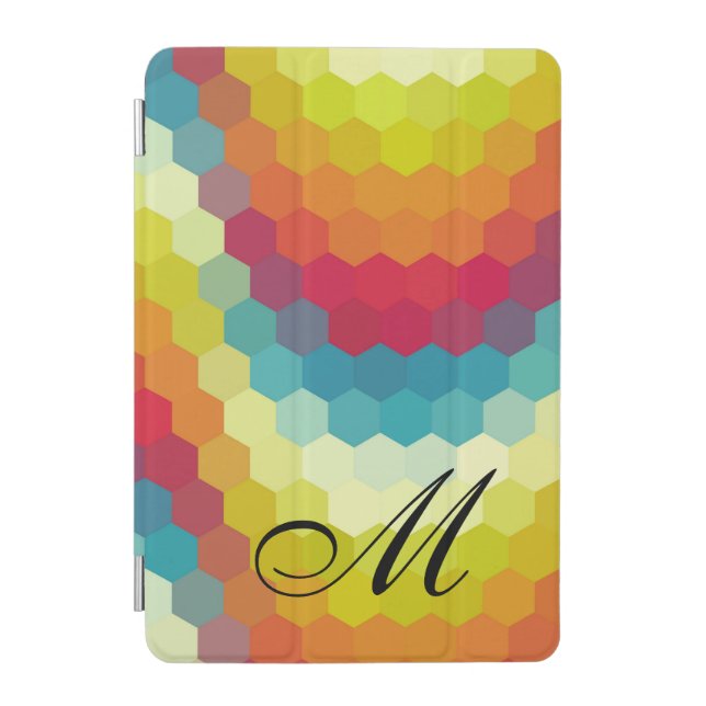 Rainbow Hexagon Pattern Monogram iPad Mini Cover (Front)