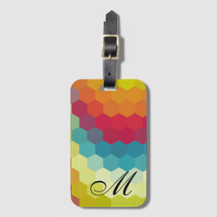 Rainbow Hexagon Pattern Monogram Luggage Tag
