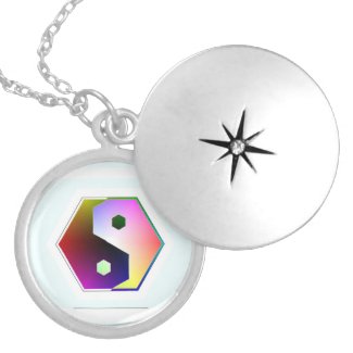 Rainbow Hexagon Yin Yang Locket Necklace