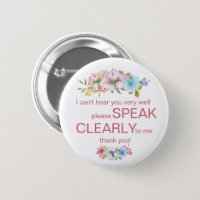 Rainbow hibiscus flower hard of hearing badge deaf button