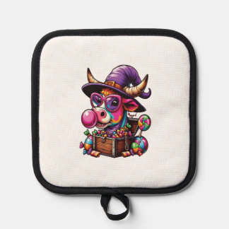 Rainbow Highland Cow Halloween Pot Holder