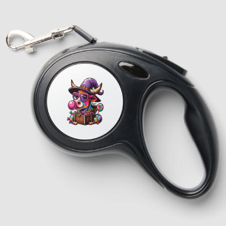 Rainbow Highland Cow Halloween Retractable Pet Leash