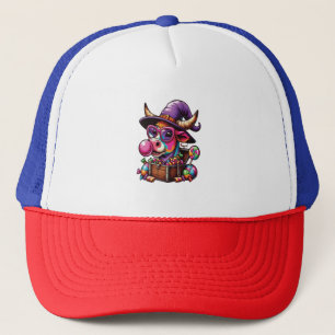 Rainbow Highland Cow Halloween Trucker Hat