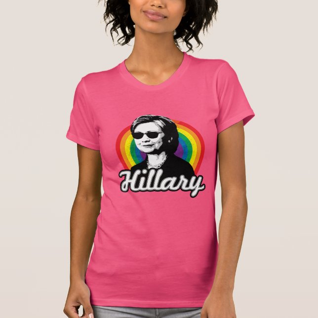 Rainbow Hillary Clinton 2016 - Cool Clinton -  LGB T-Shirt (Front)