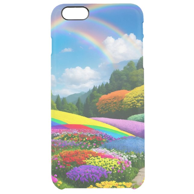 Rainbow Hills and Flowers Two Uncommon iPhone Case (Back)