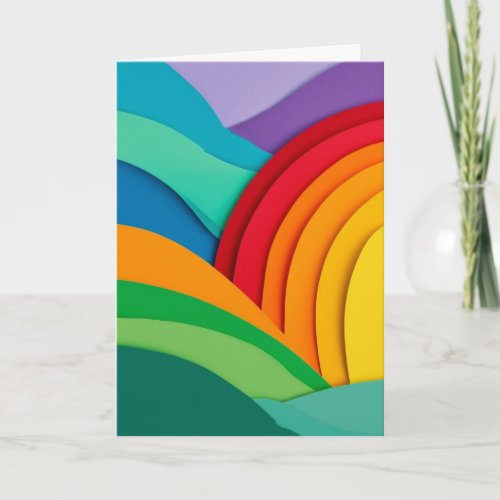 Rainbow Hills Paper Collage Card
