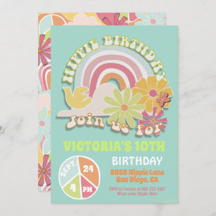 Rainbow Hippie Birthday Party Invitation