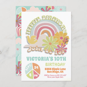 Rainbow Hippie Birthday Party Invitation