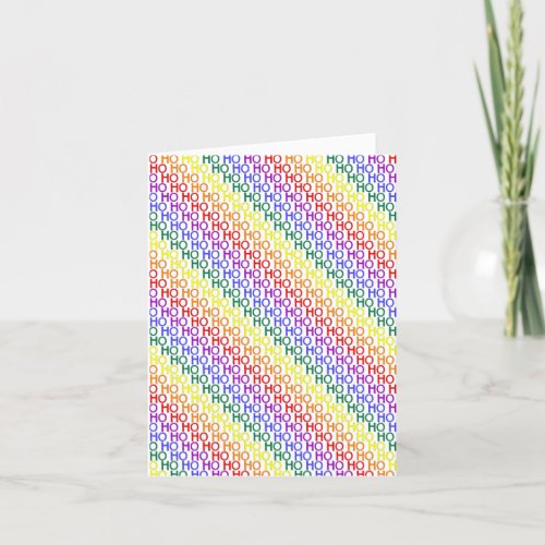 Rainbow Ho Ho Ho Pattern Folded Christmas Card