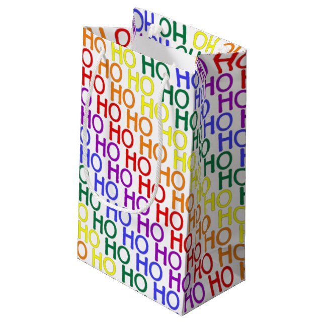 Rainbow Ho Ho Ho Pattern Gift Bag (Back Angled)