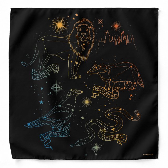 Rainbow HOGWARTS™ Houses Constellations Bandana (Front)