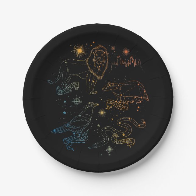 Rainbow HOGWARTS™ Houses Constellations Paper Plates (Front)