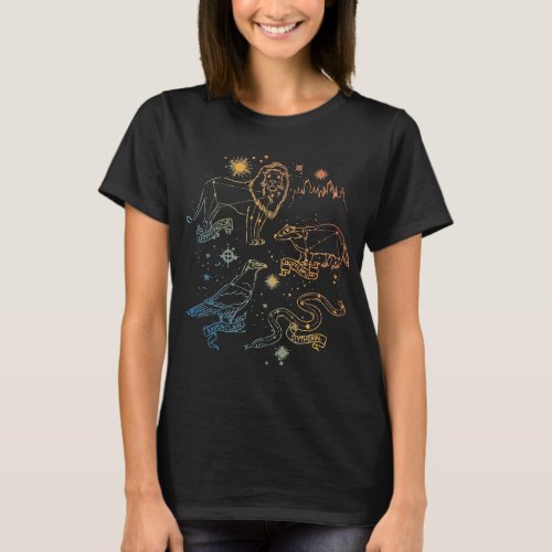 Rainbow HOGWARTS Houses Constellations T_Shirt