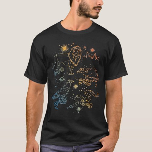 Rainbow HOGWARTS Houses Constellations T_Shirt