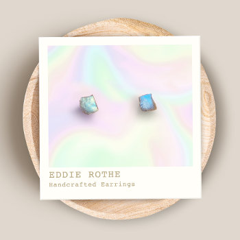 Rainbow Hologram Stud Earring Display Square Business Card by creativedisplaycards at Zazzle