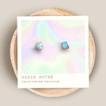Rainbow Hologram Stud Earring Display Square Business Card at Zazzle