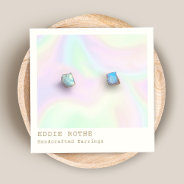 Rainbow Hologram Stud Earring Display Square Business Card at Zazzle