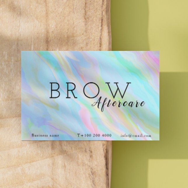 Rainbow Holographic Brow After Care Instructions Business Card (Rainbow Holographic Brow After Care Instructions Business Card)