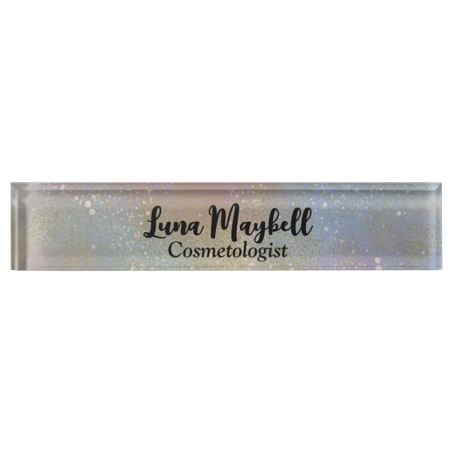Rainbow Holographic Business  Desk Name Plate (Front)
