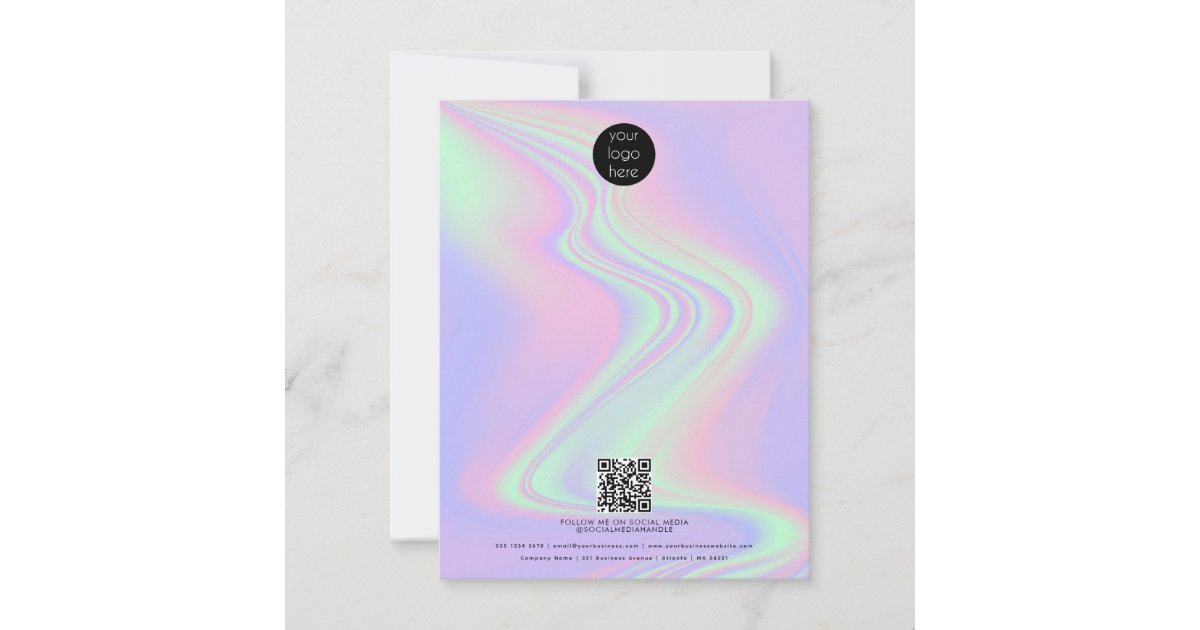 Qr Code Raimbow Rainbow Holographic Business Logo QR Code Note Card | Zazzle