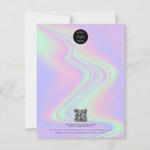 Rainbow Holographic Business Logo QR Code Note Card